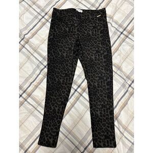 Calvin Klein women pants straight leg medium leggings cheetah animal print black
